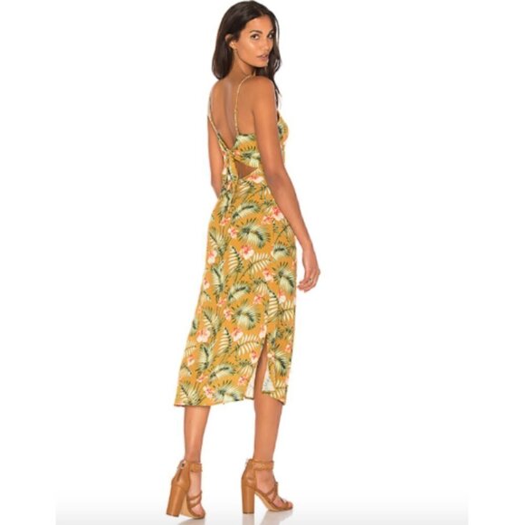Sincerely Jules Sexy Tropical Palm Lightweight Gauze Midi Slit Summer Dress - Picture 3 of 11